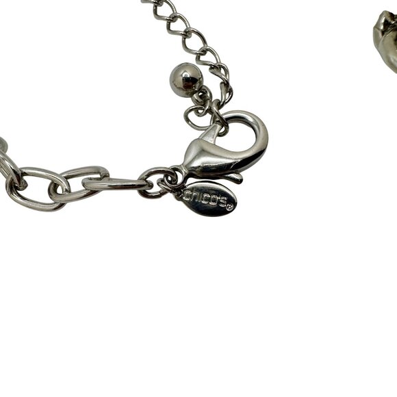 Chico's Necklace Jewlery Silver Tone Medalion 22" Hammered Finish Adjustable - Picture 3 of 9